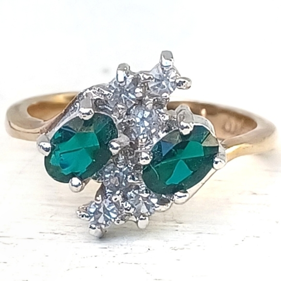 DAC Emerald and CZ Gold Ring - Picture 1 of 12
